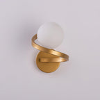 Abner Curved Modern Minimalist Brass Glass Wall Lamp