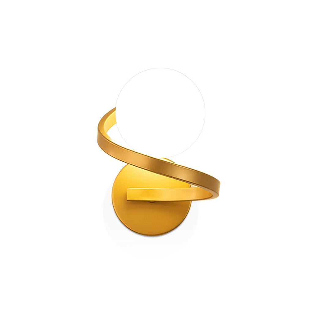 Abner Curved Modern Minimalist Brass Glass Wall Lamp