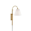 Elan Modern Minimalist Plug-In Brass Fabric Sconce Wall Lamp