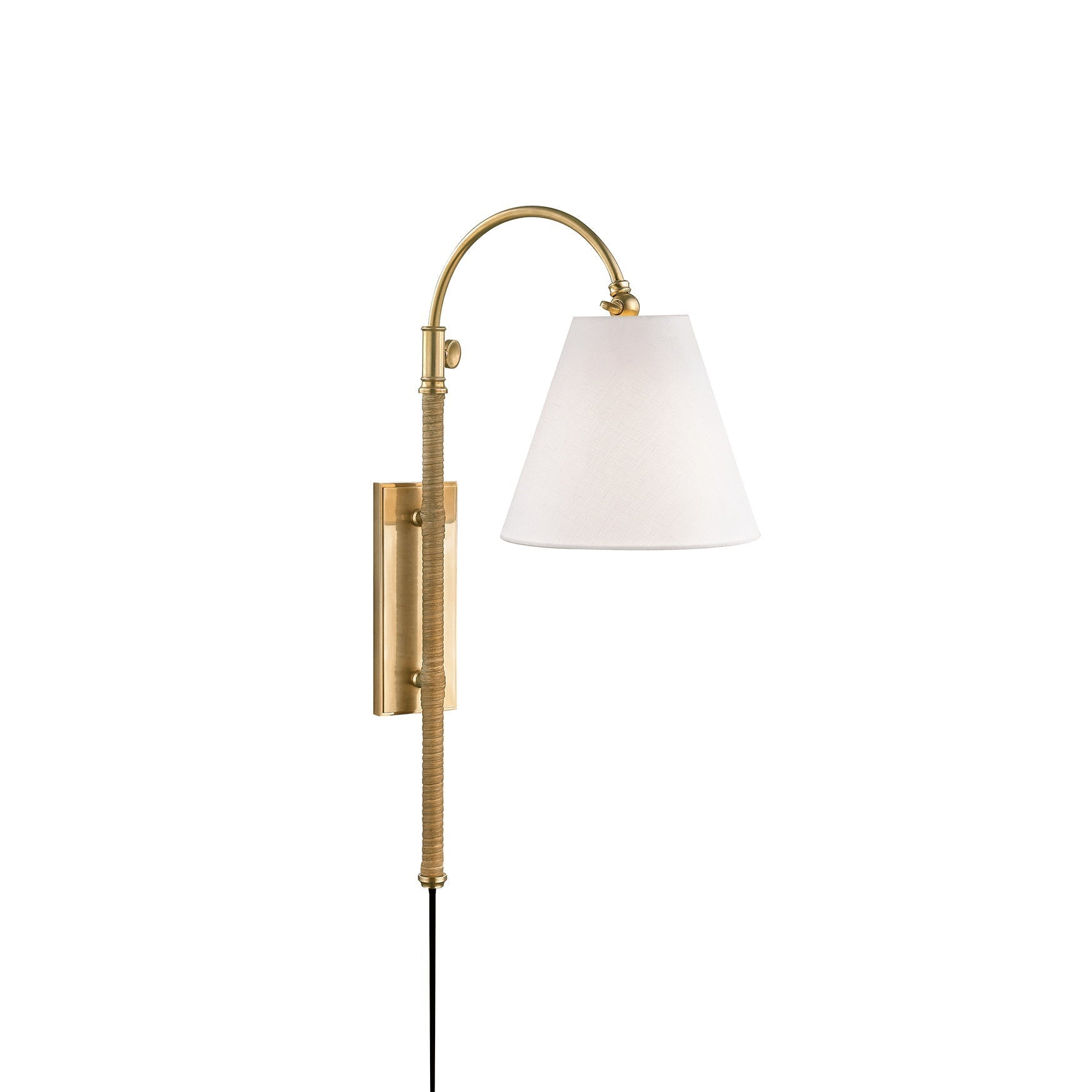 Elan Modern Minimalist Plug-In Brass Fabric Sconce Wall Lamp