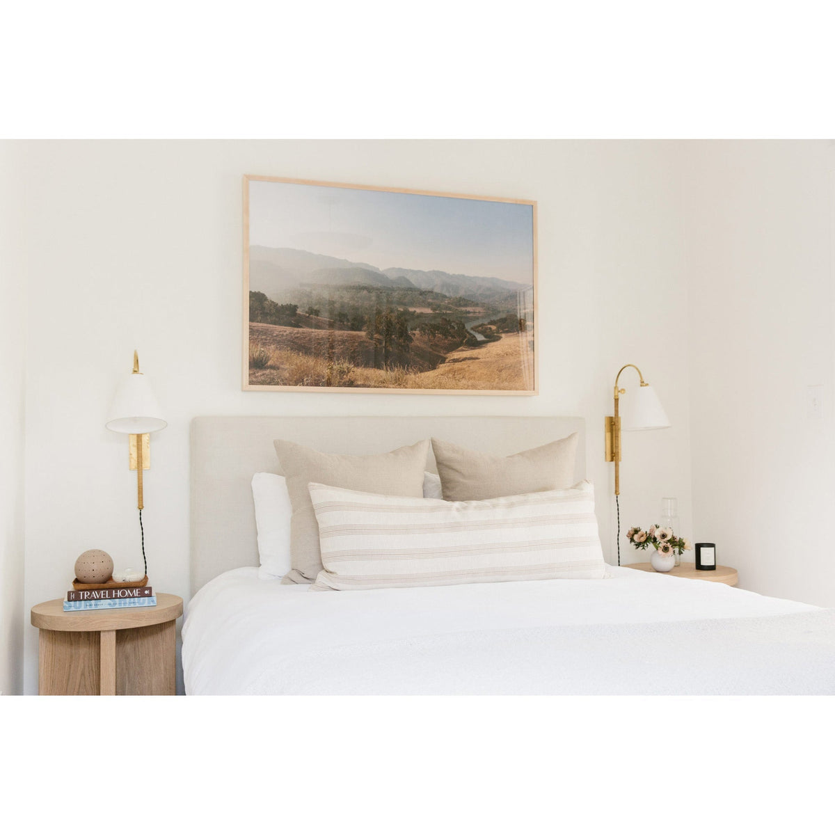 Elan Modern Minimalist Plug-In Brass Fabric Sconce Wall Lamp