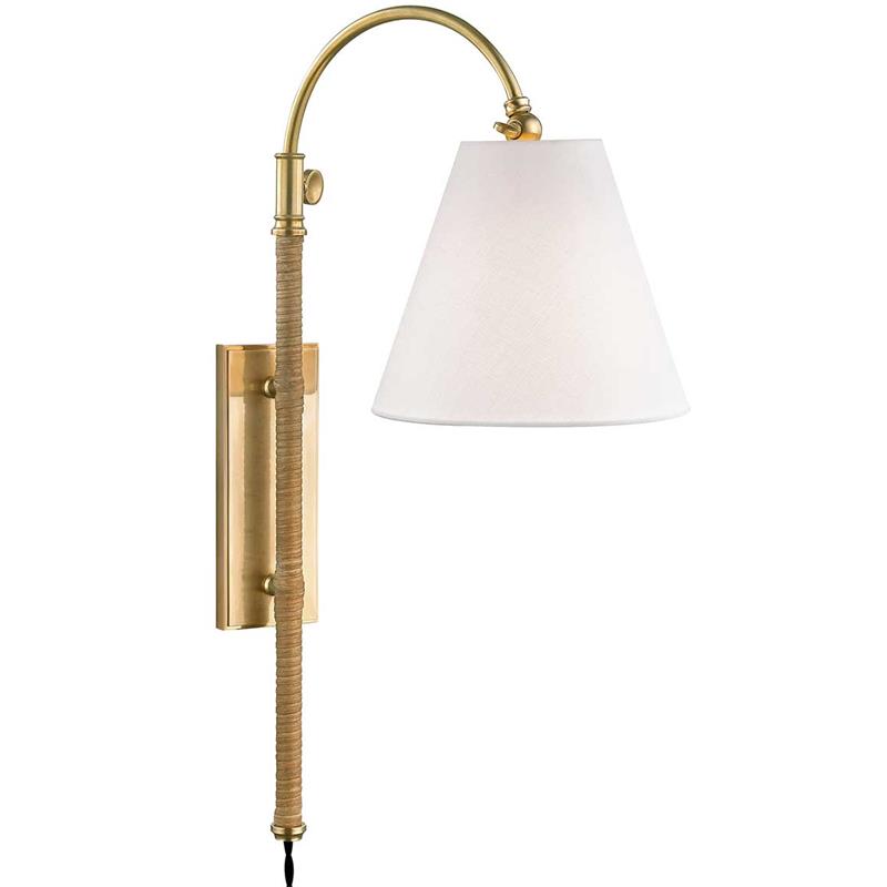 Elan Modern Minimalist Plug-In Brass Fabric Sconce Wall Lamp