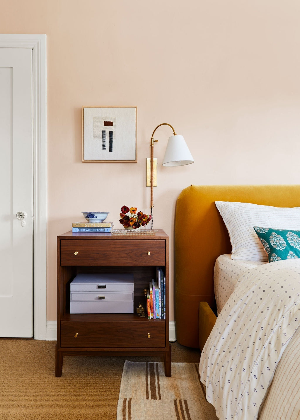 Elan Modern Minimalist Plug-In Brass Fabric Sconce Wall Lamp