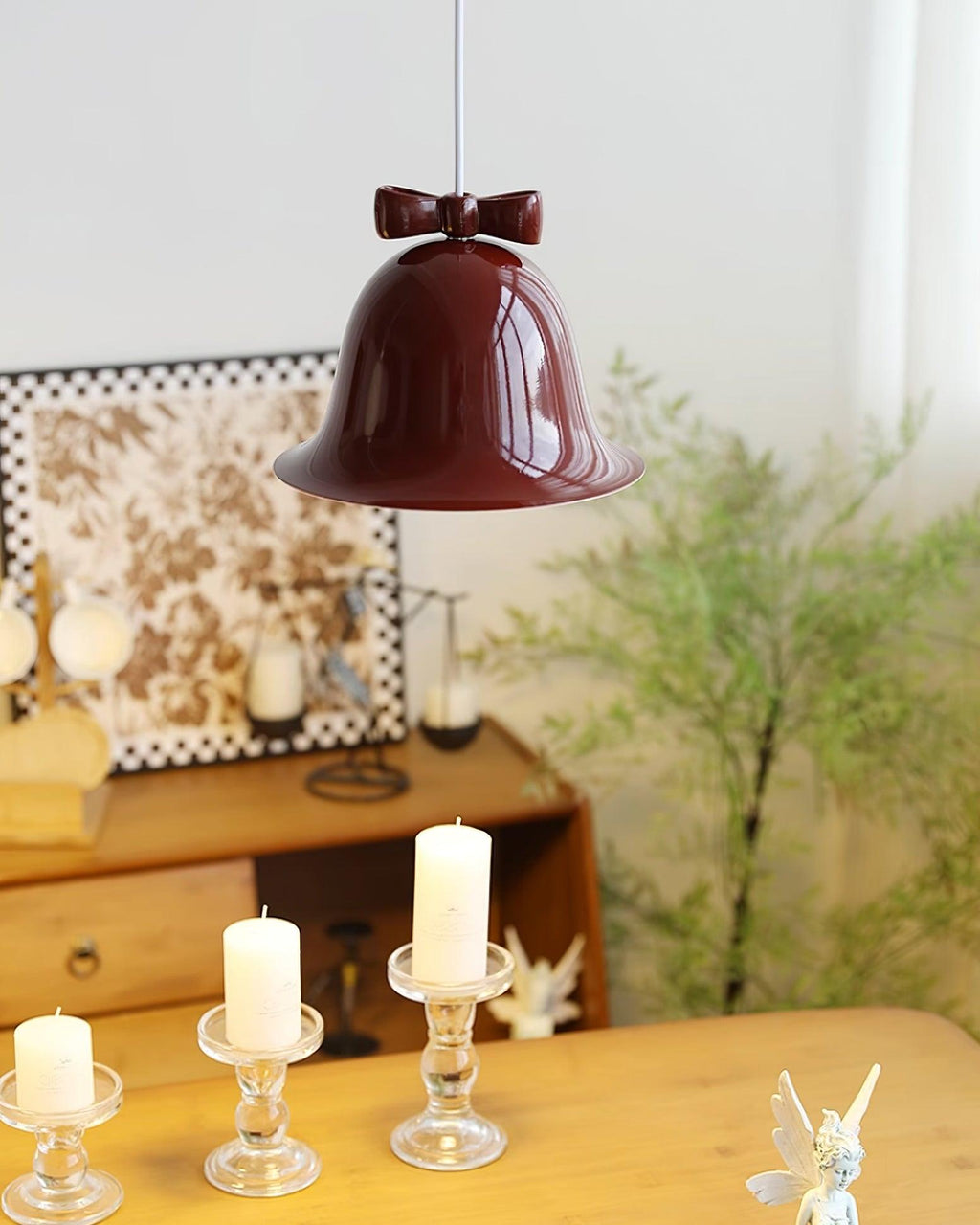 Cute Bells Pendant Lamp Glass Bow Dainty