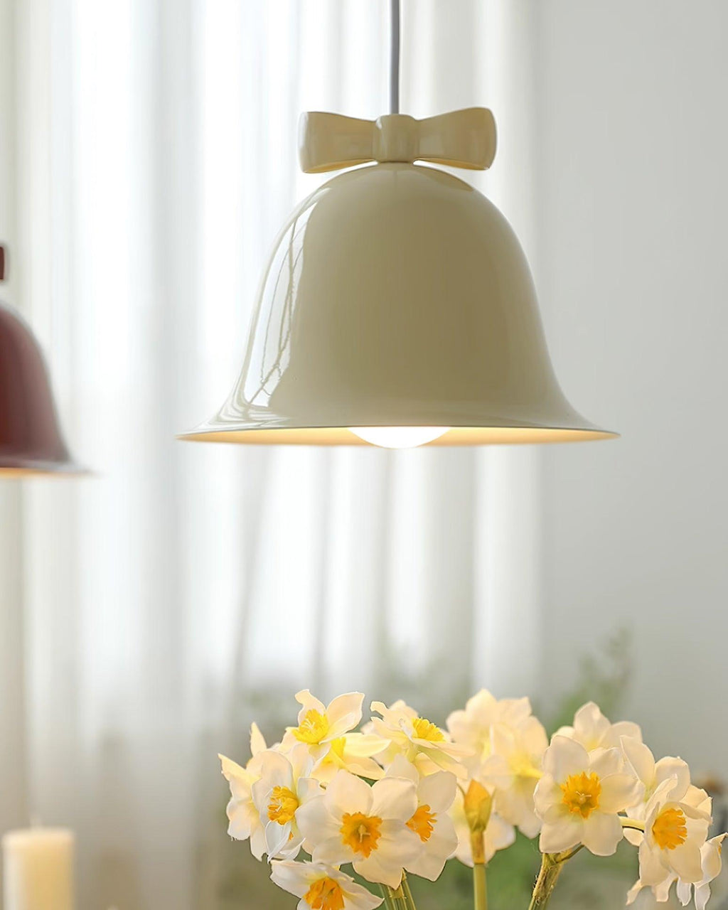Cute Bells Pendant Lamp Glass Bow Dainty