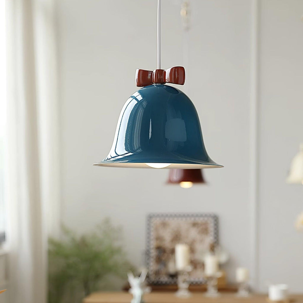 Cute Bells Pendant Lamp Glass Bow Dainty