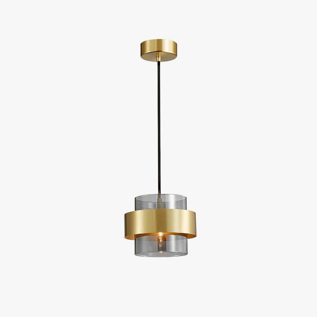 Solara Pendant Lamp Brass Cylinder Glass Contemporary