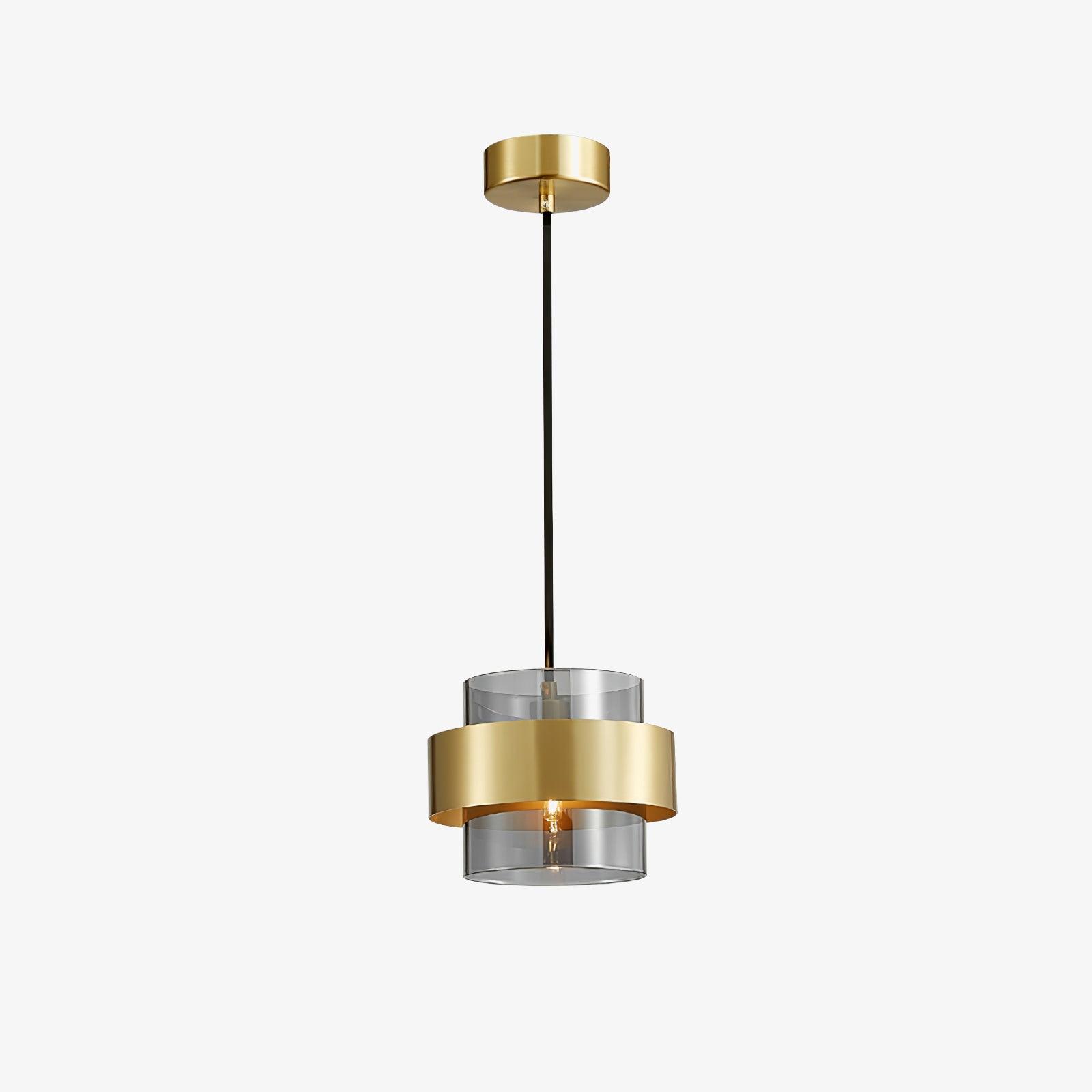 Solara Pendant Lamp Brass Cylinder Glass Contemporary