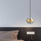 Solara Pendant Lamp Brass Cylinder Glass Contemporary