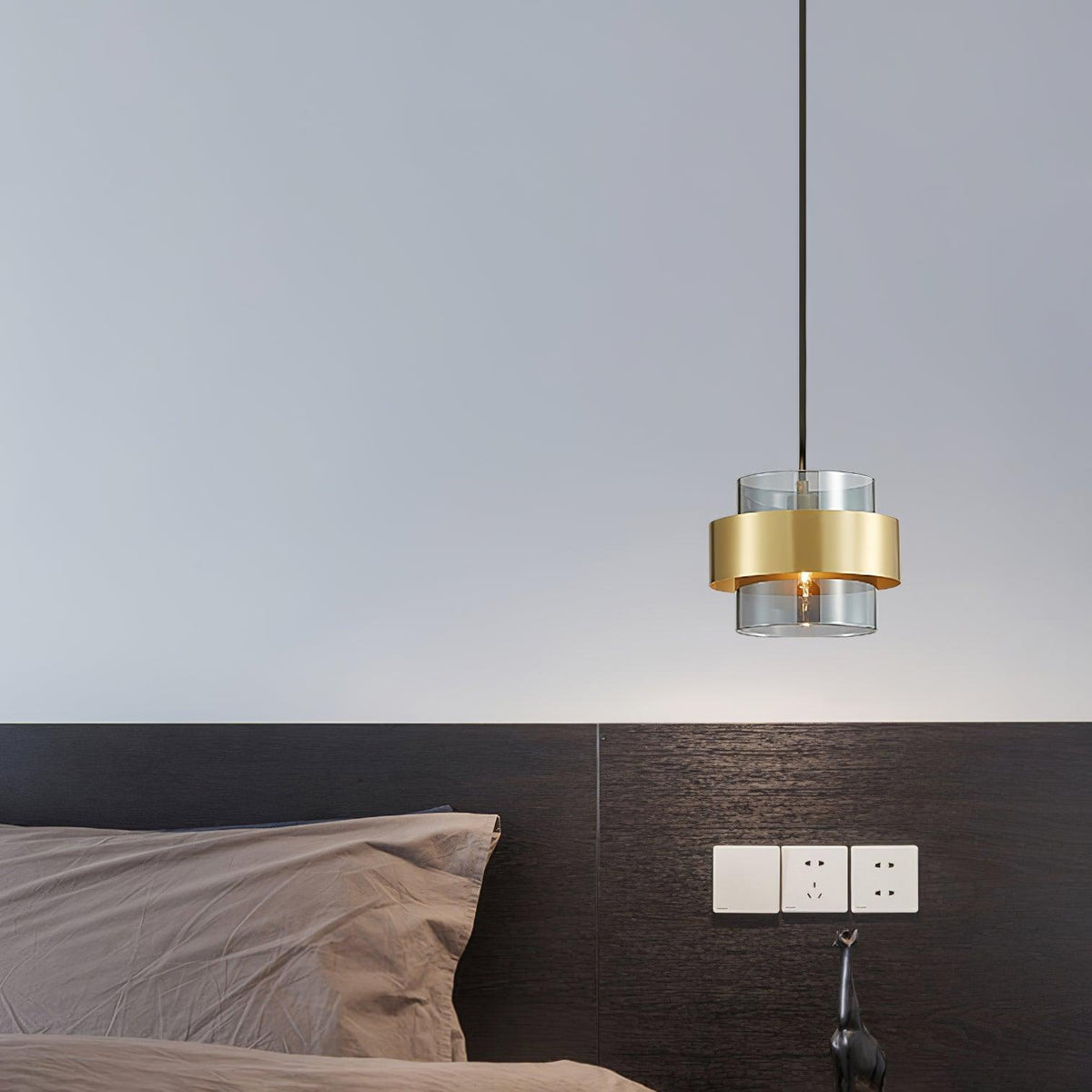 Solara Pendant Lamp Brass Cylinder Glass Contemporary