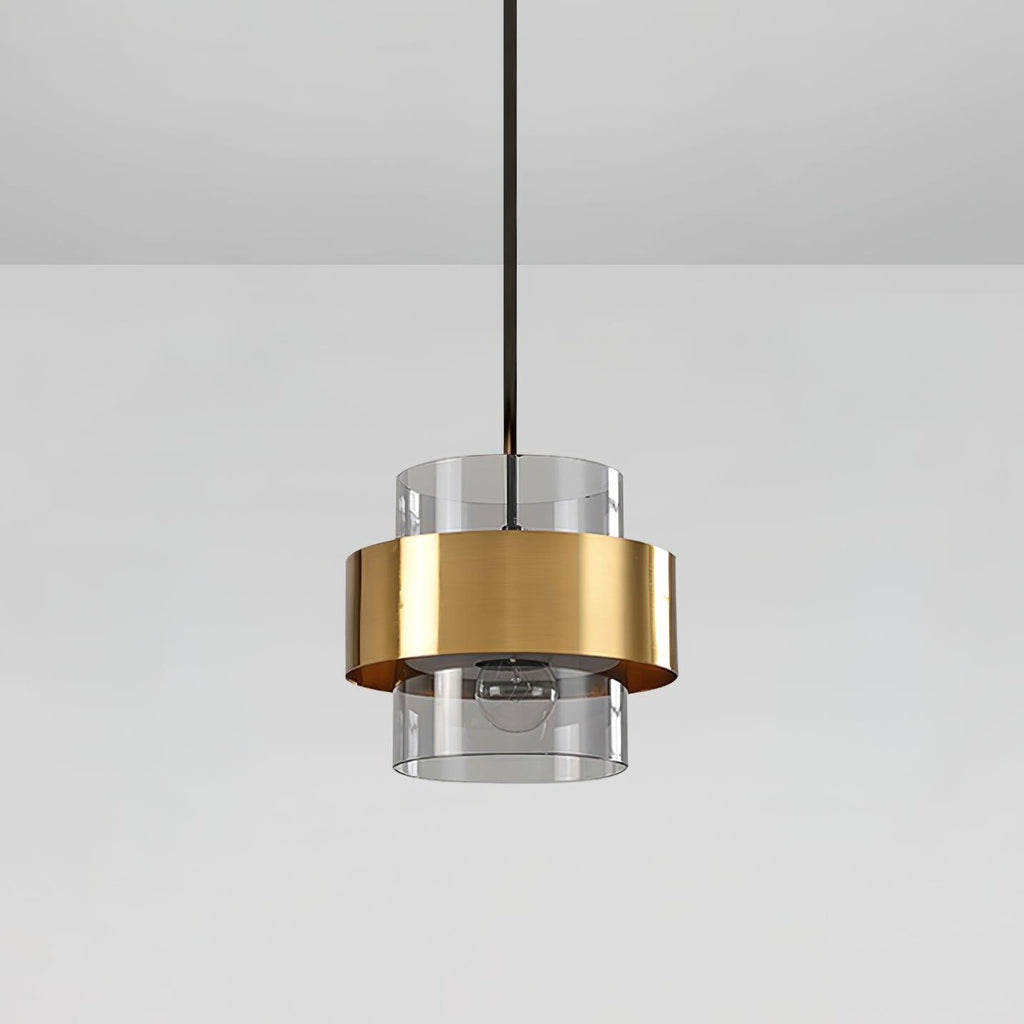 Solara Pendant Lamp Brass Cylinder Glass Contemporary