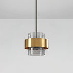 Solara Pendant Lamp Brass Cylinder Glass Contemporary