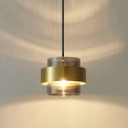 Solara Pendant Lamp Brass Cylinder Glass Contemporary