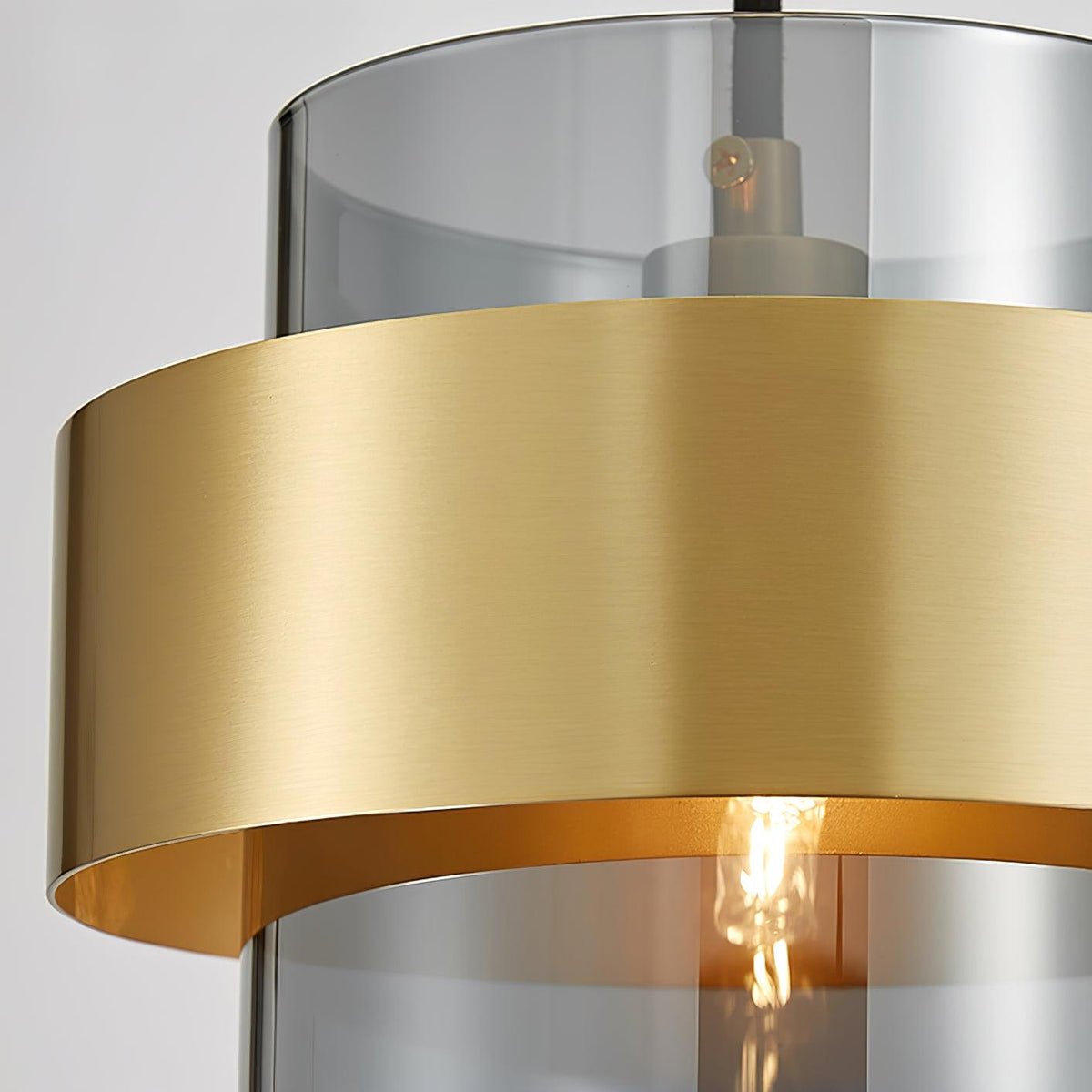 Solara Pendant Lamp Brass Cylinder Glass Contemporary