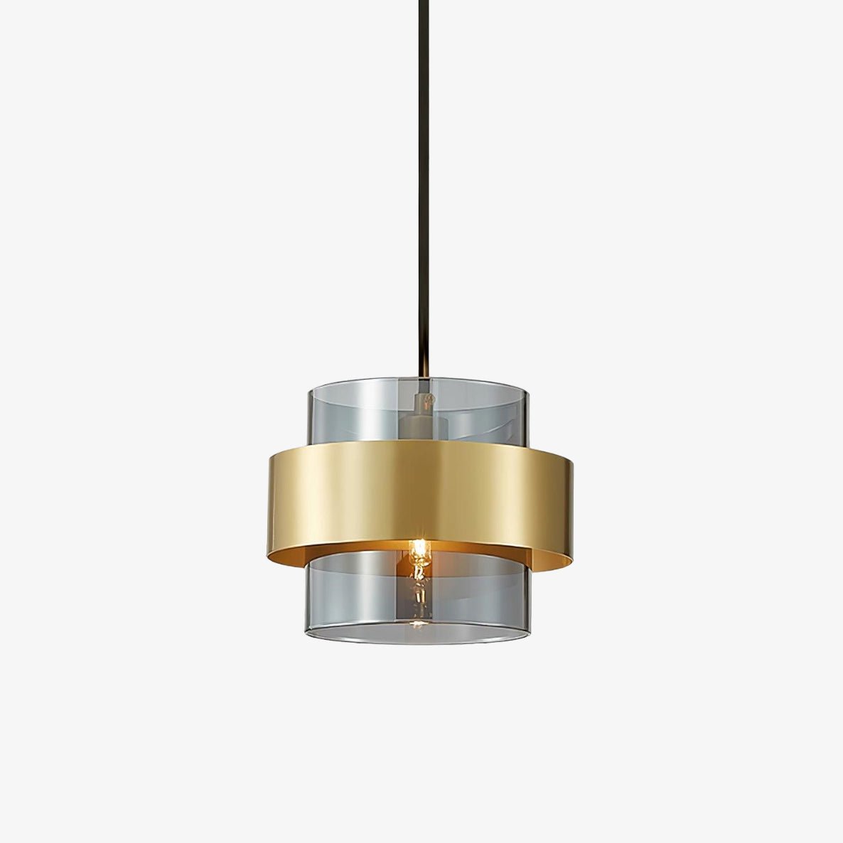 Solara Pendant Lamp Brass Cylinder Glass Contemporary