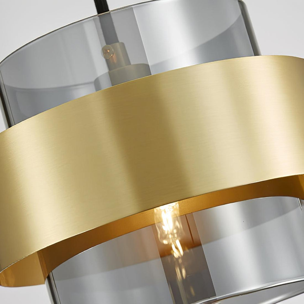 Solara Pendant Lamp Brass Cylinder Glass Contemporary