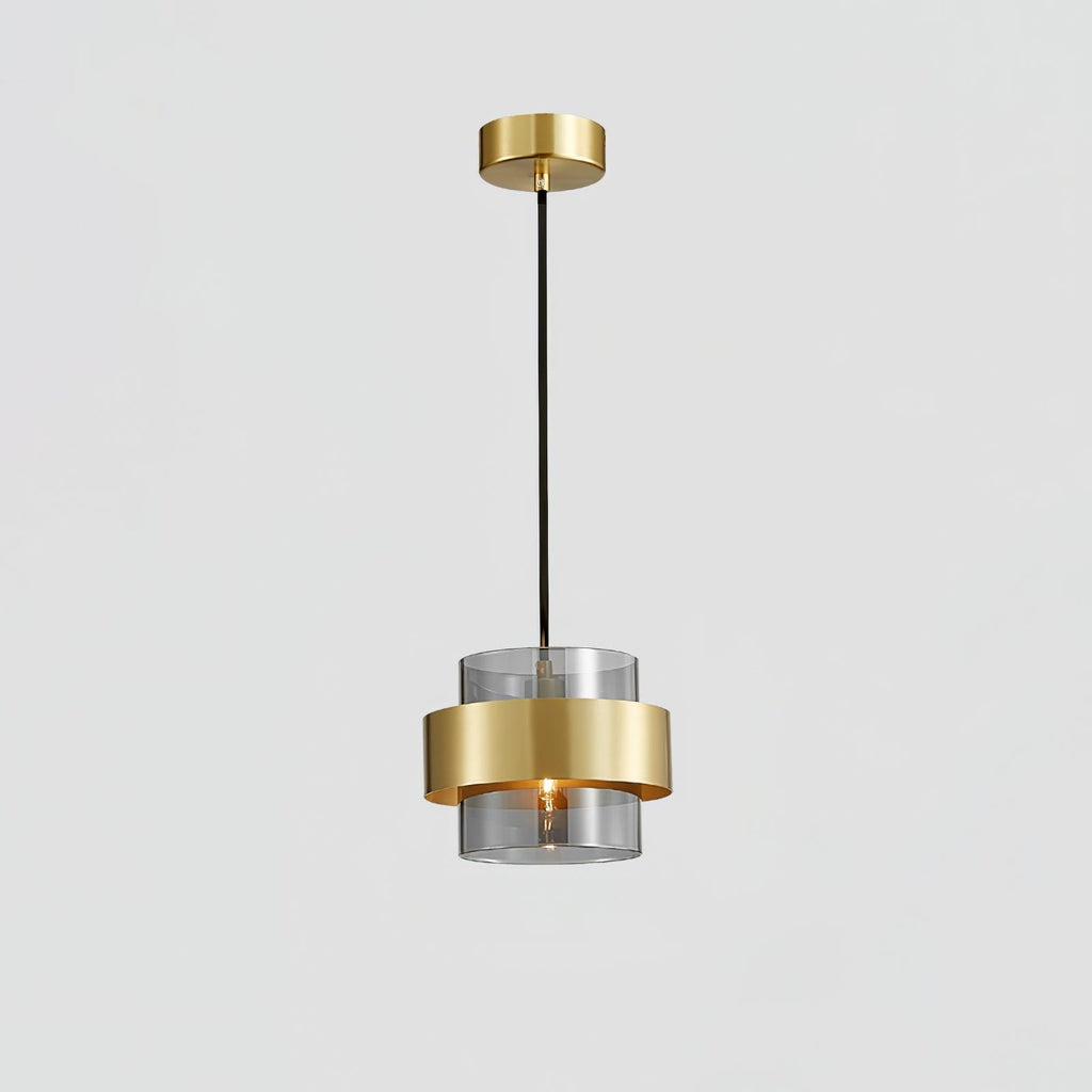 Solara Pendant Lamp Brass Cylinder Glass Contemporary