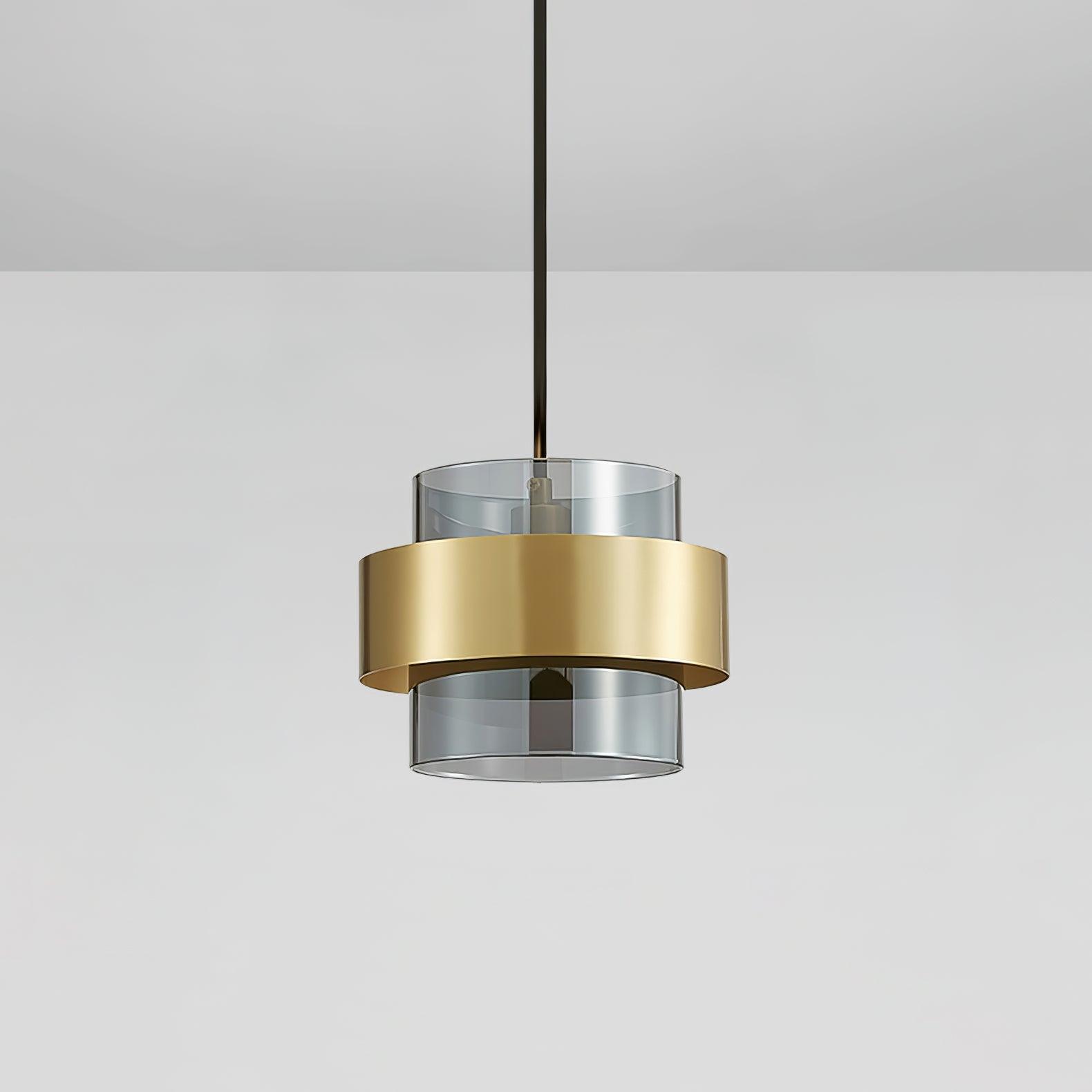 Solara Pendant Lamp Brass Cylinder Glass Contemporary