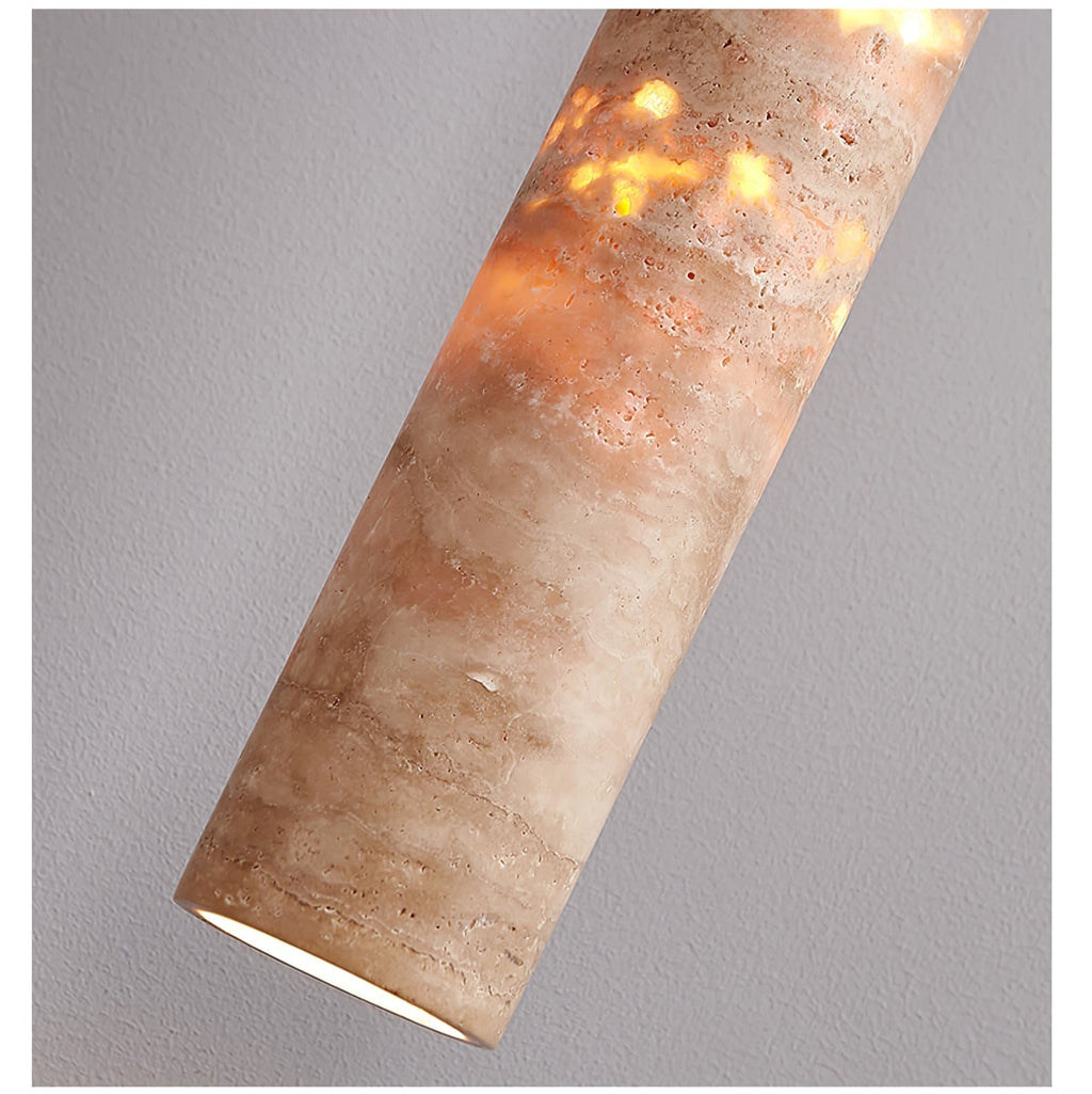 Cylindrical Minimalist Travertine Pendant Light