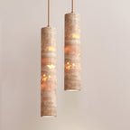 Cylindrical Minimalist Travertine Pendant Light