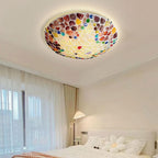 Tiffany Rustic Flush Mount Ceiling Light Colorful Glass Living Room