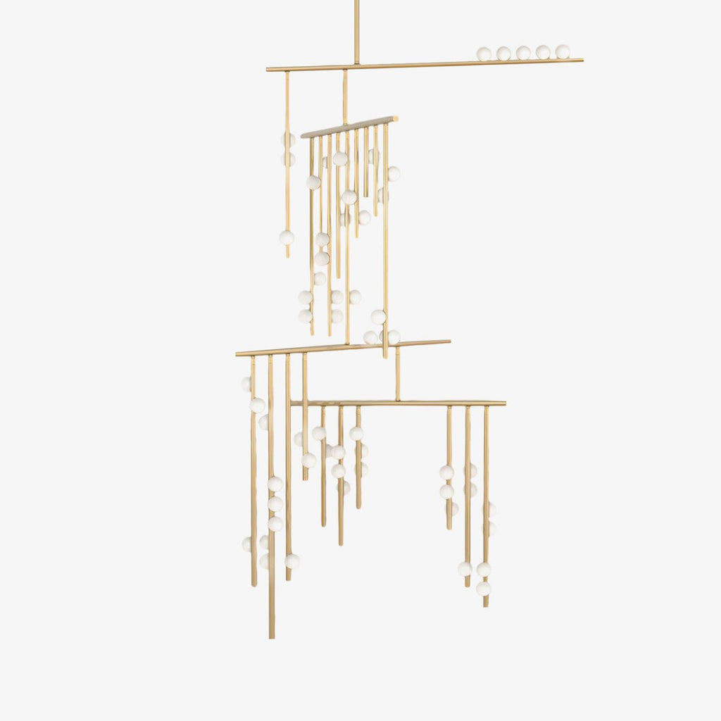 Eurzoris Geometric Brass Linear Pendant Light Chandelier