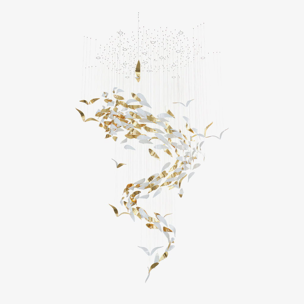 Alvenan Bird Flock Glass Chandelier Staircase