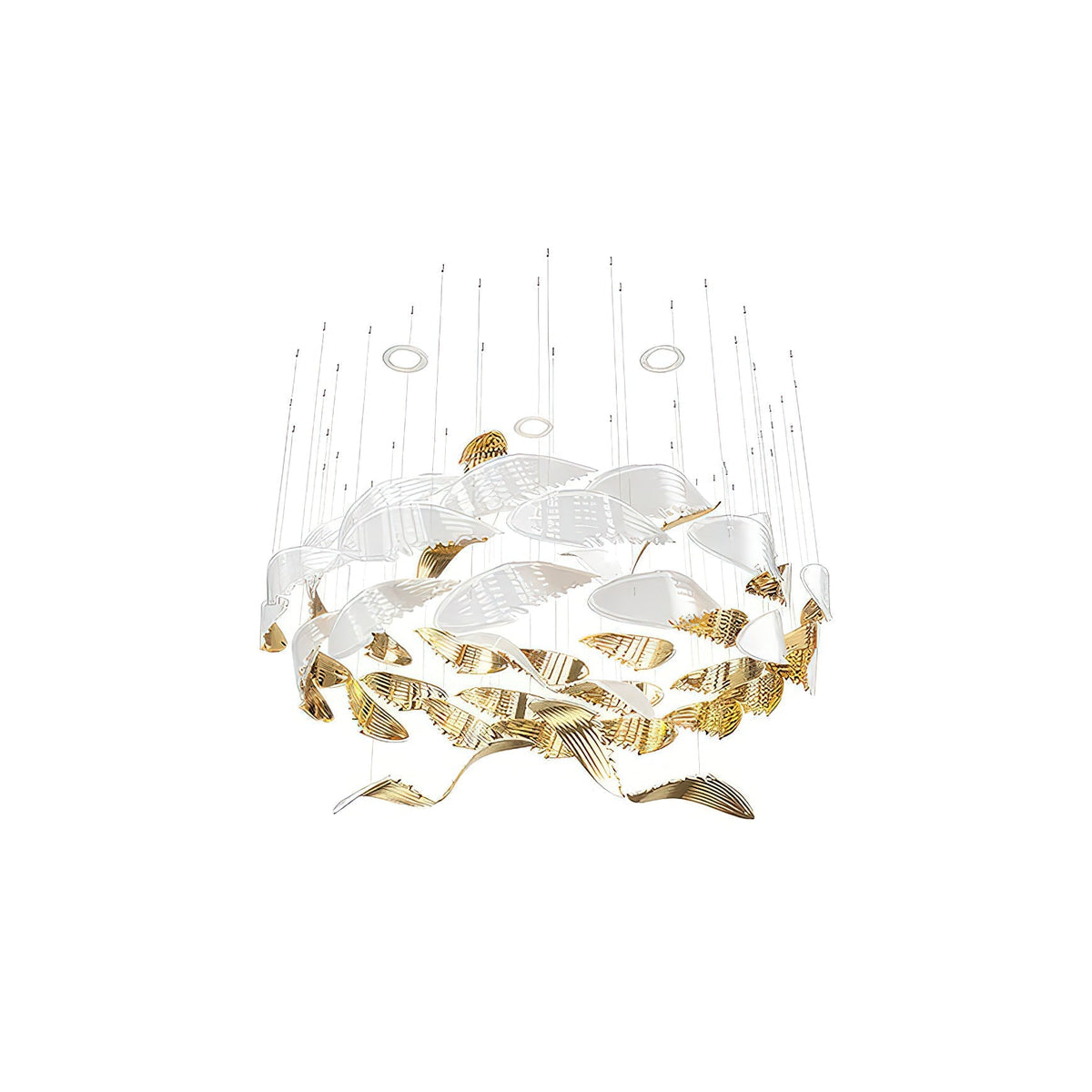 Alvenan Bird Flock Glass Chandelier Staircase