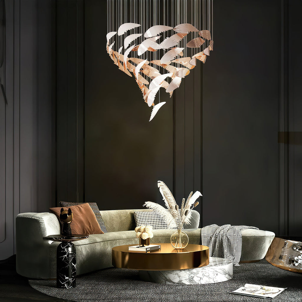 Alvenan Bird Flock Glass Chandelier Staircase
