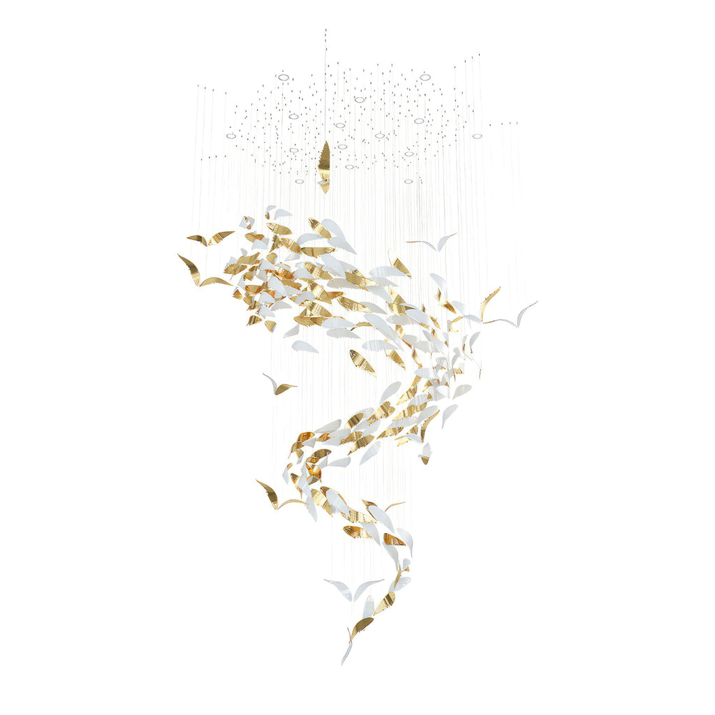 Alvenan Bird Flock Glass Chandelier Staircase