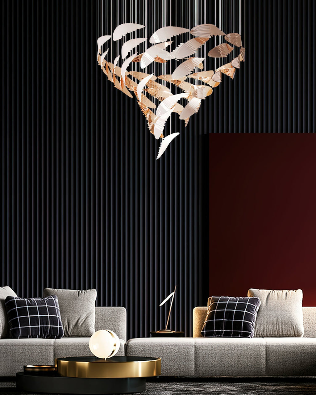 Alvenan Bird Flock Glass Chandelier Staircase
