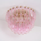 Aurora Ceiling Lamp Poliedri Pink Murano Glass Layered Flush Mount