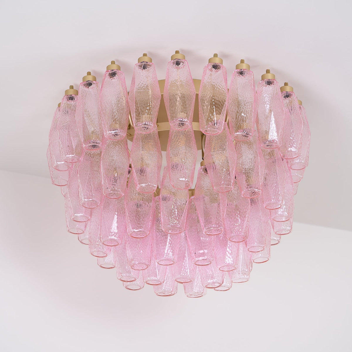 Aurora Ceiling Lamp Poliedri Pink Murano Glass Layered Flush Mount