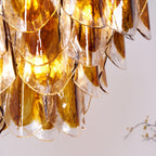 Aurora Chandelier Amber Leaf Glass Layered Organic Warmth