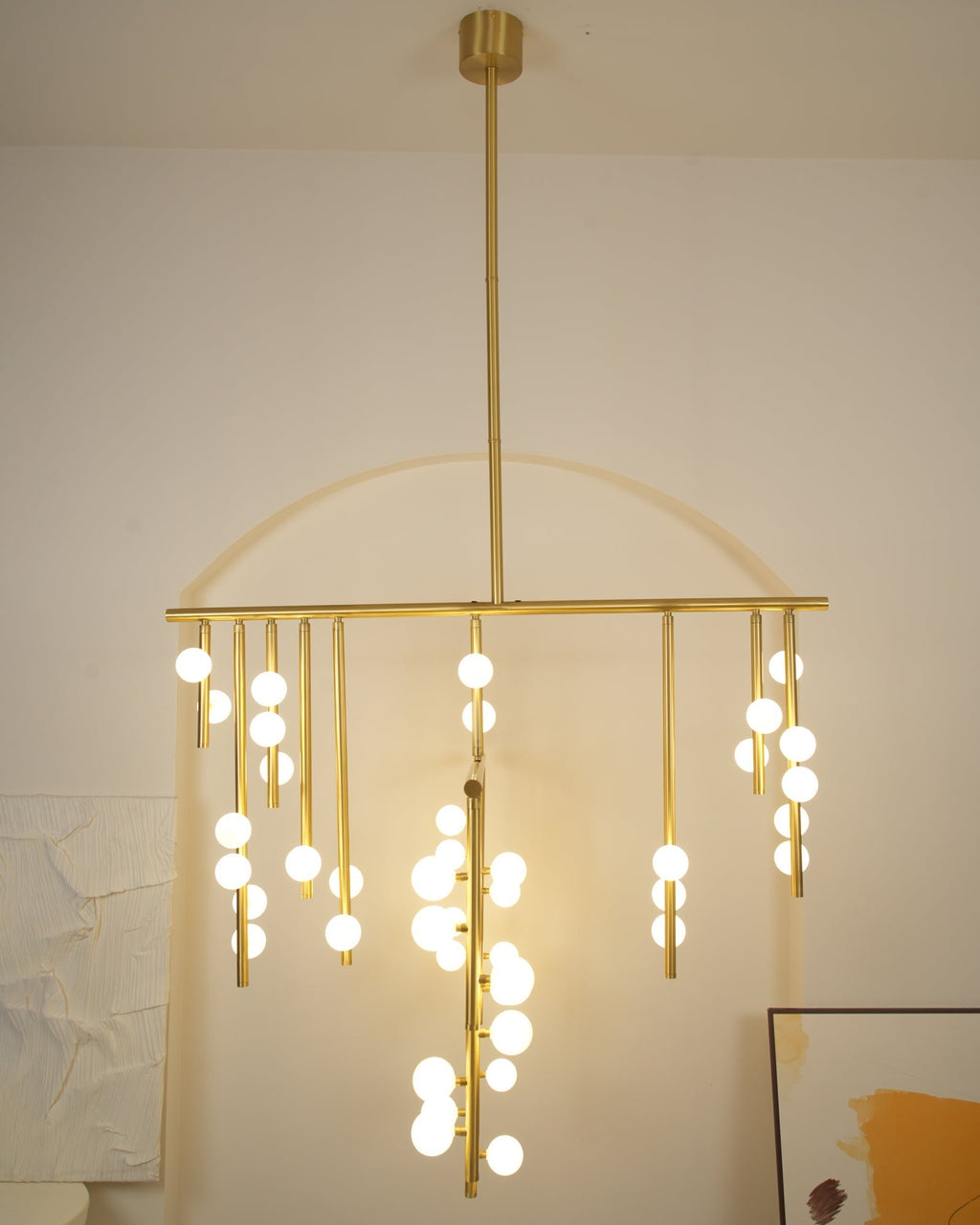 Eurzoris Geometric Brass Linear Pendant Light Chandelier