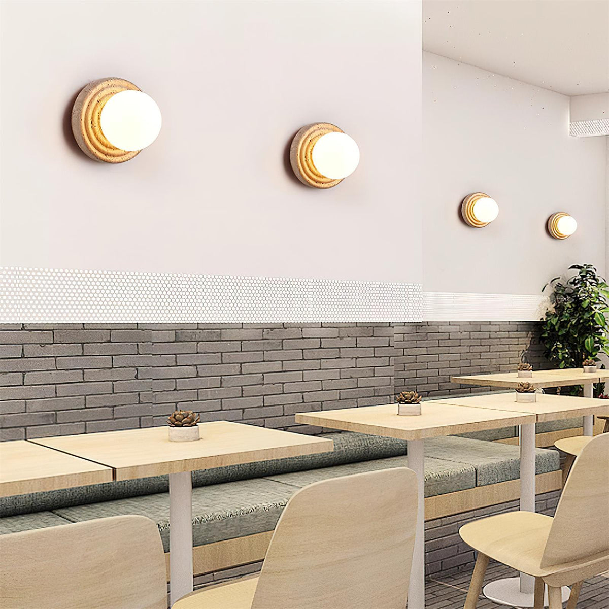 Dahlia Round Wall Lamp Travertine