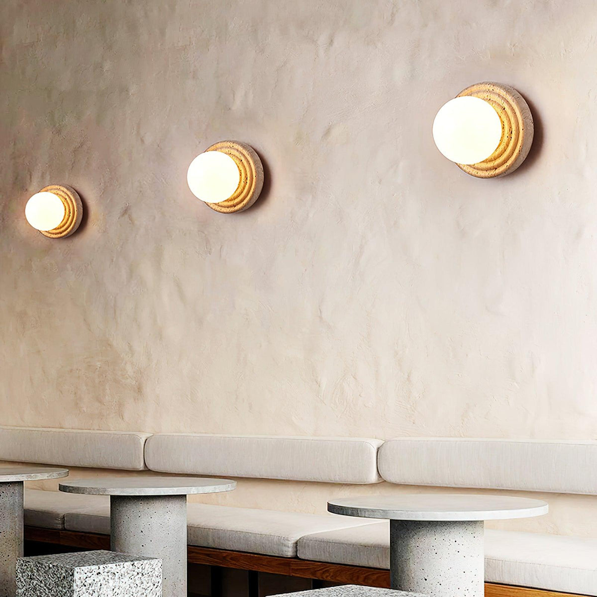 Dahlia Round Wall Lamp Travertine