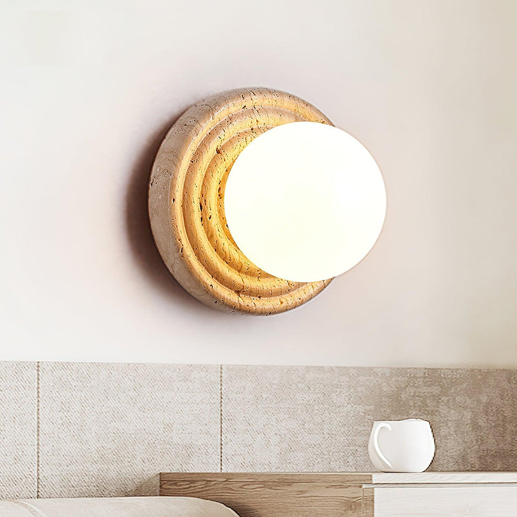Dahlia Round Wall Lamp Travertine