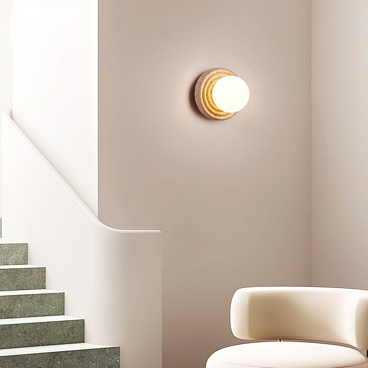Dahlia Round Wall Lamp Travertine