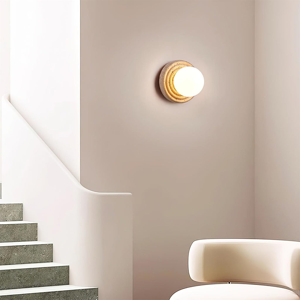 Dahlia Round Wall Lamp Travertine