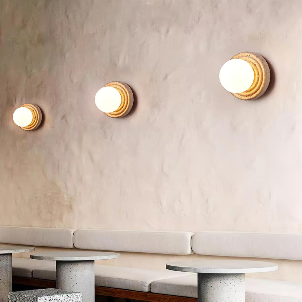 Dahlia Round Wall Lamp Travertine