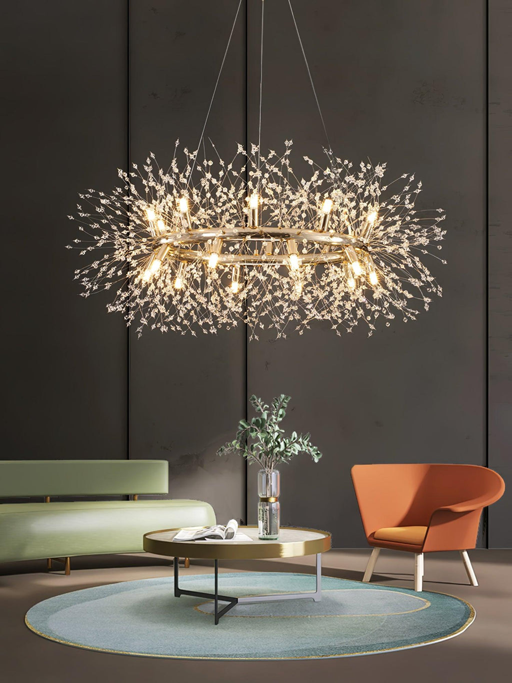 Lustra Chandelier Dandelion Round Stainless Steel