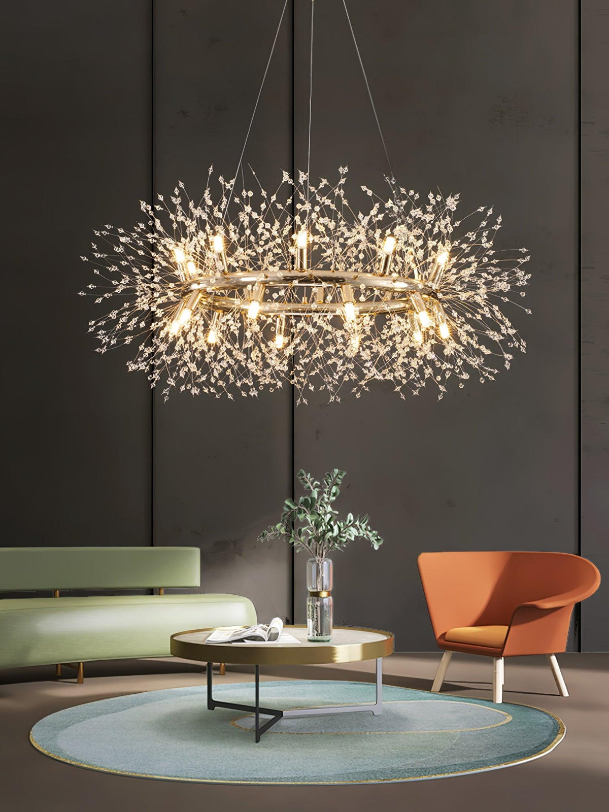 Lustra Chandelier Dandelion Round Stainless Steel