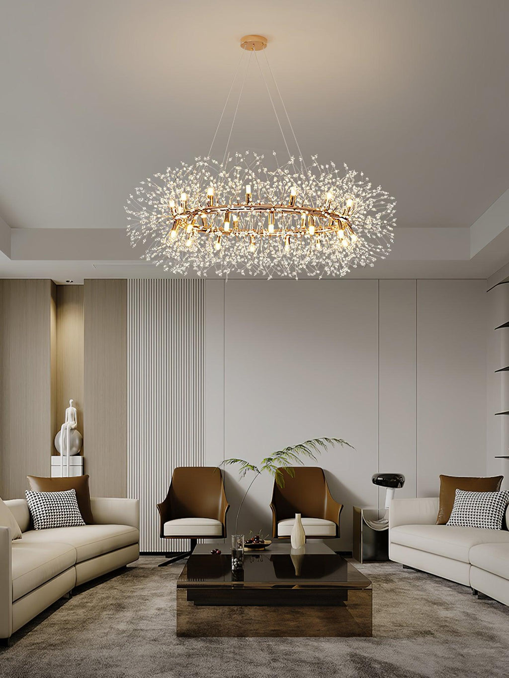 Lustra Chandelier Dandelion Round Stainless Steel