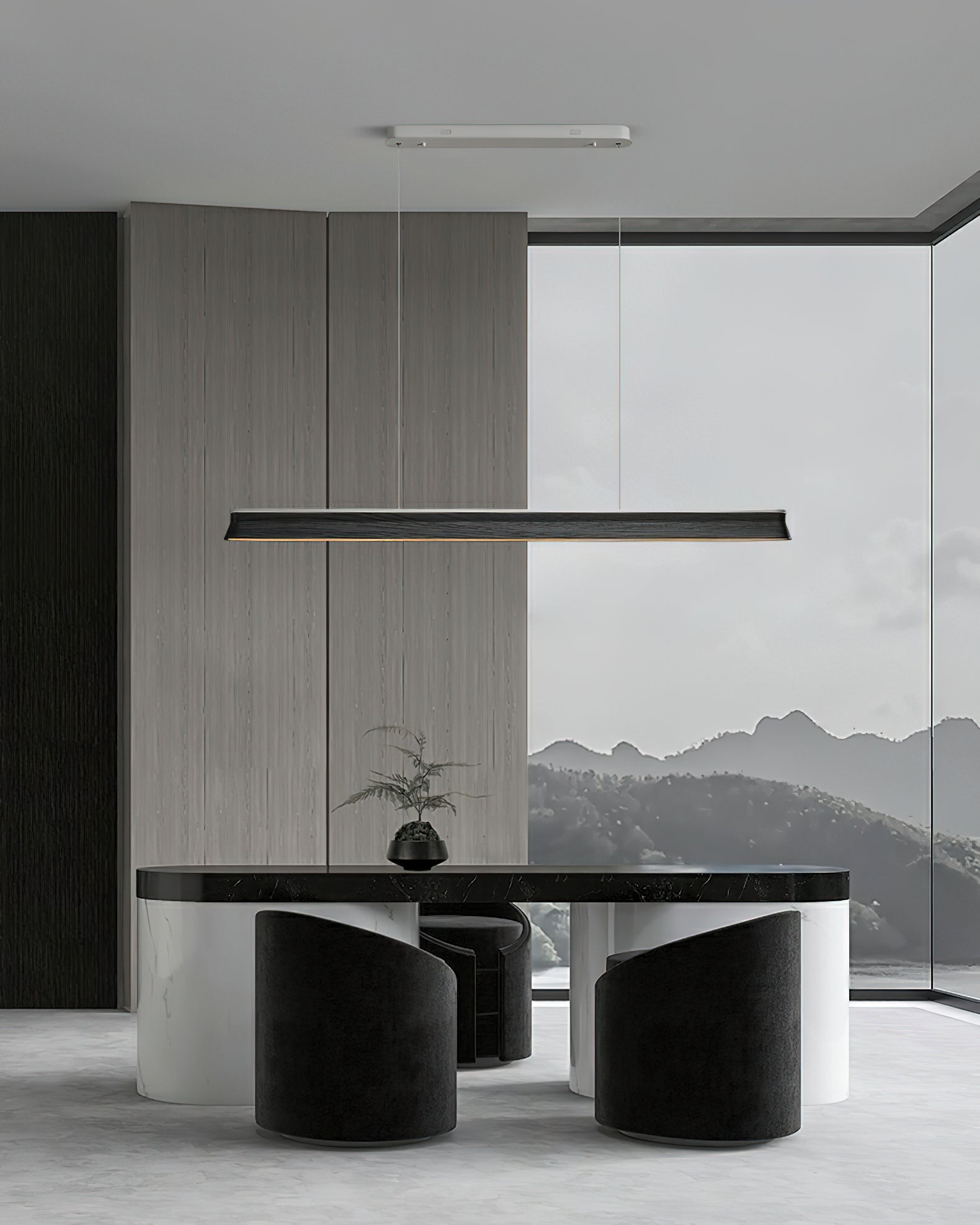 Lustra Pendant Lamp Wooden Beam Minimalist