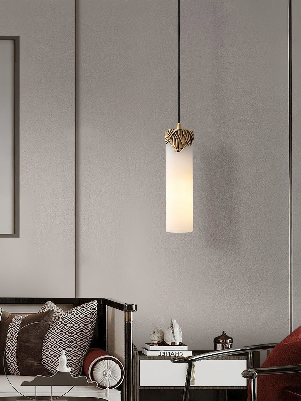 Quiver Modern Minimalist Brass Alabaster Pendant Light