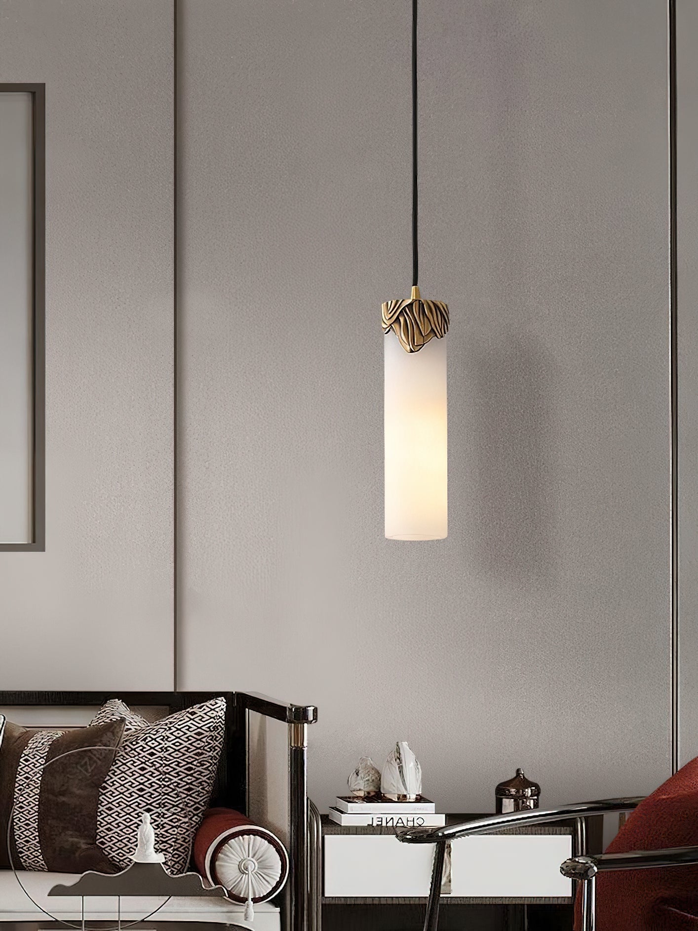 Quiver Modern Minimalist Brass Alabaster Pendant Light