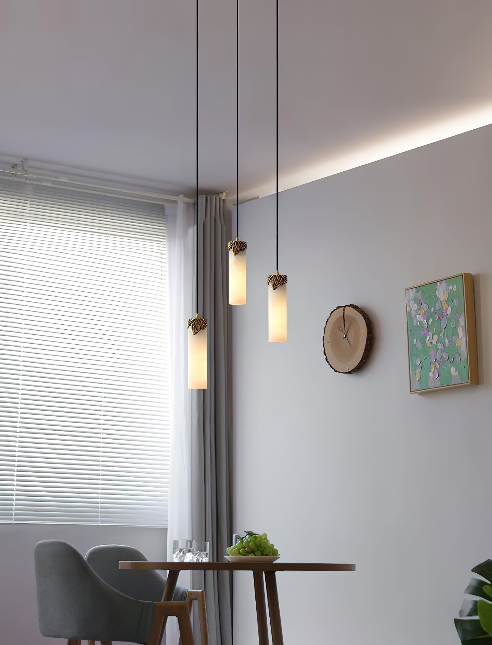 Quiver Modern Minimalist Brass Alabaster Pendant Light