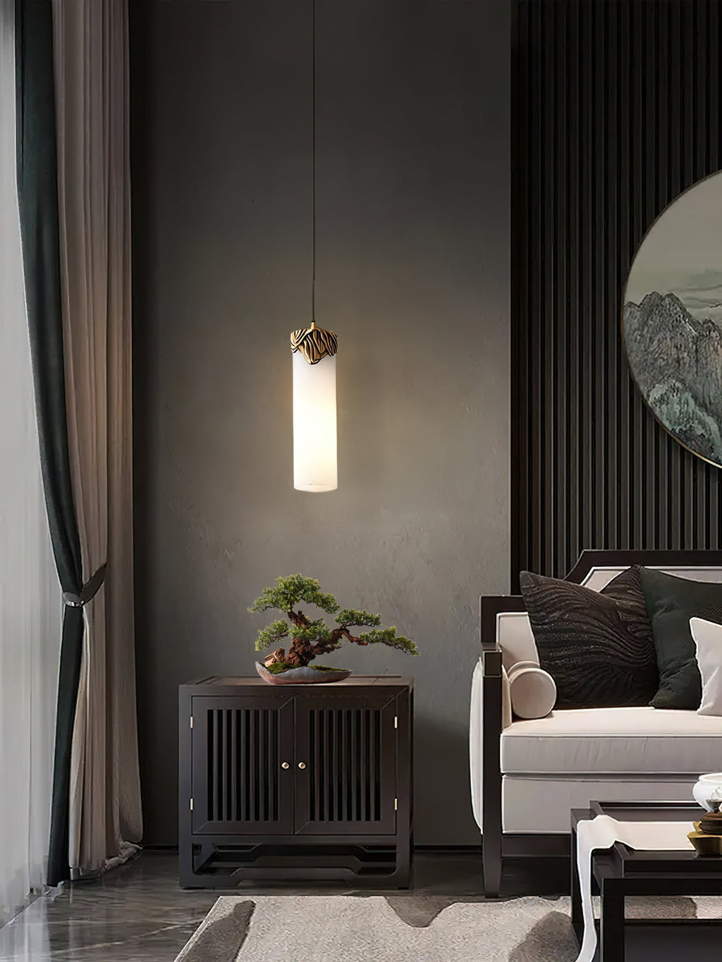 Quiver Modern Minimalist Brass Alabaster Pendant Light