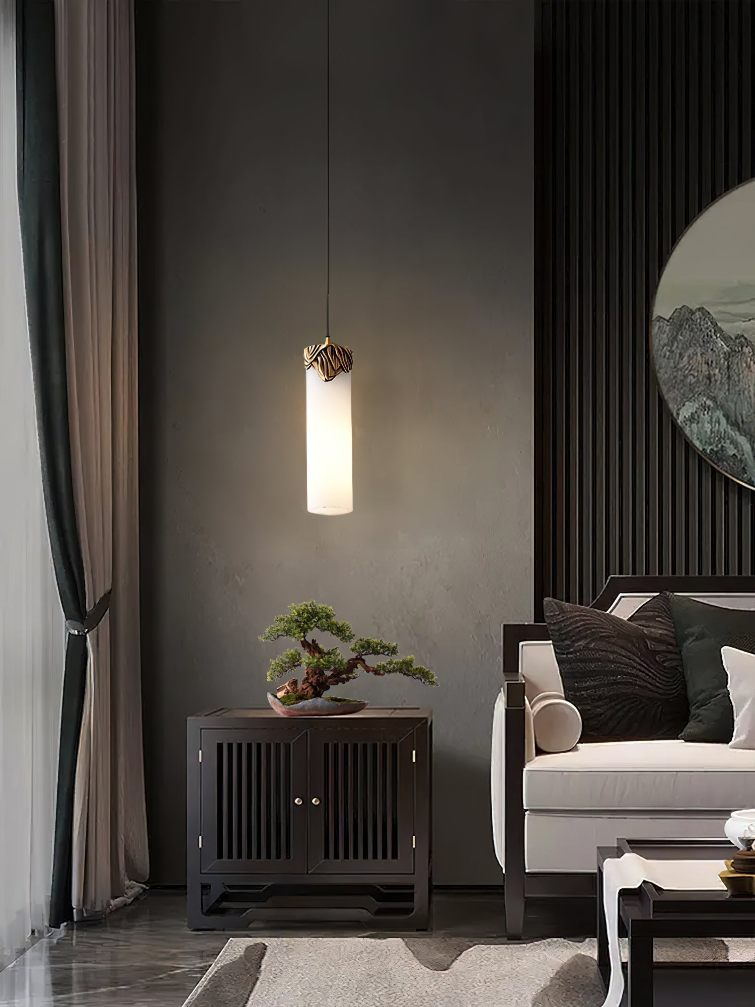 Quiver Modern Minimalist Brass Alabaster Pendant Light